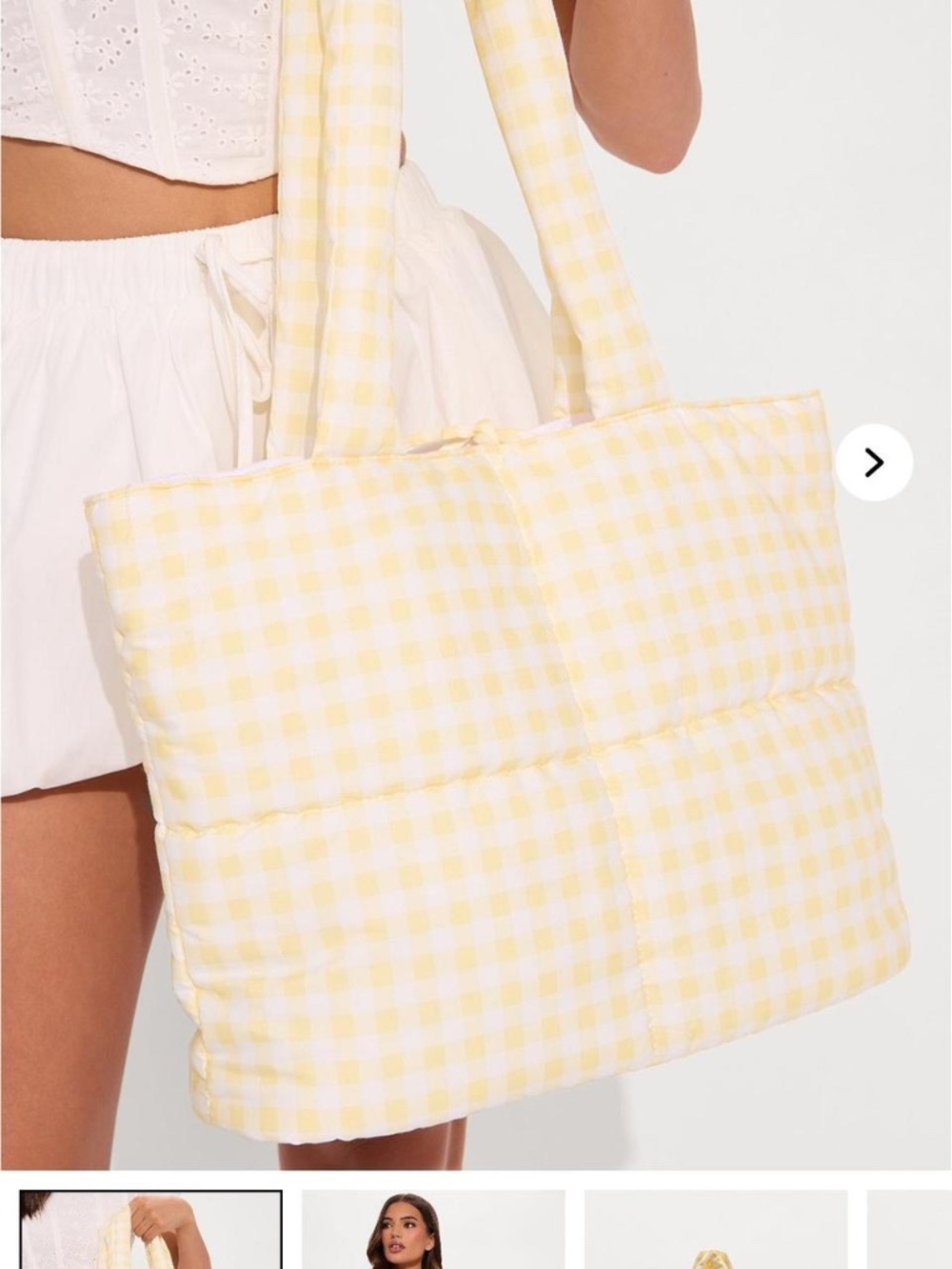 Fashion nova butter yellow quilted tote